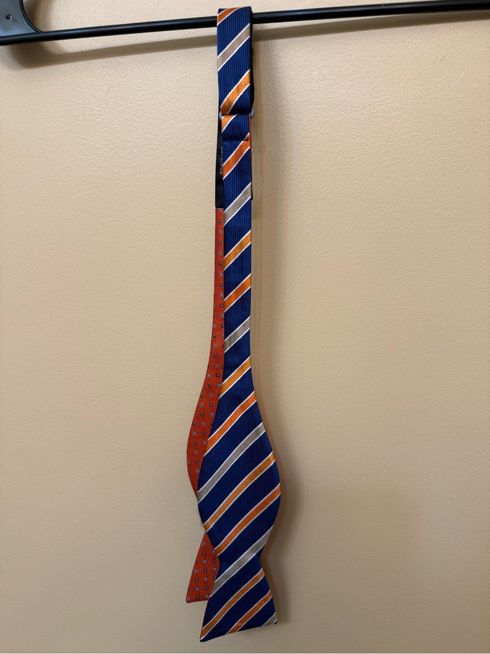 croft & barrow Navy and Orange Striped Reversible Bow Tie